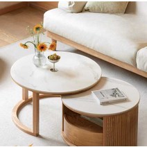 겐지 원목 테이블 거실 테이블 모던 로그 원형, D