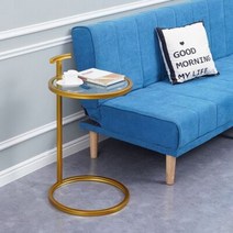 마블 골드 대리석 침대 옆 협탁 사이드 테이블 미니, 지름40x높이70{대형 골드}