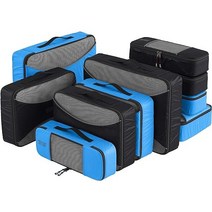 PRO 여행용 패킹 큐브 - 10피스 수하물 정리함 세트 여행 가방 기내용 가방 및 백팩 포장을 위한 프리미엄 품질의, 그래파이트-스카이 블루