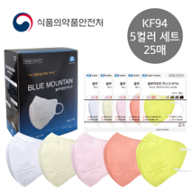 블루마운틴 KF94 마스크 새부리형 컬러 대형 1매입 25개, 모듬C
