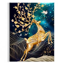 오로라데코덴 캔버스형 보석십자수 30x40cm, MK021 금빛 사슴