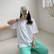 패치 백 레터링 레이어드 반팔 박스티