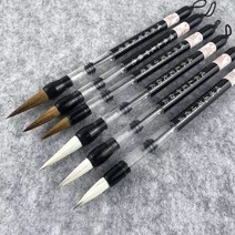 서예붓 동양화 붓걸이 벼루 세필 글씨연습 조정 가능한 피스톤 물 쓰기 브러시 펜 서예 초급 족제비 헤어, 02 3pcs Brown Hair