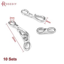 22x4MM 27x5MM 36x7MM 24K 골드 컬러 황동 목걸이 팔찌 걸쇠 커넥터 Diy 쥬얼리 결과 액세서리, [02] 44676-Platinum Color
