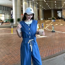 멜빵바지 여 빈티지 포트풍 와이드 일자 와이드 팬츠 디자인 소소한 점프슈트