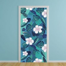 주택현관문 아파트방화문 시트지_블루 트로피칼 그라데이션