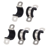 uxcell EPDM 고무 라이닝 클립 고무 304 스테인레스 스틸 고무 라이닝 안장 클램프 15mm 직경 5 개들이