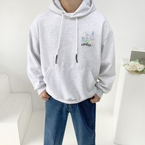 남자 봄 가을 귀여운 형광라인 미키 프린트 오버핏 후드티