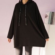 빅걸스토리 여성 빅사이즈 봄신상 골지 레터링 데일리 캐주얼 후드티셔츠