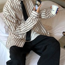 청 데님 오버핏 체크 가을 남성 줄무늬 셔츠 남방 와이셔츠 정장 코트 와이셔츠 린넨 골덴 패딩