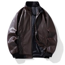 남성용 방풍 스탠드 칼라 가죽 재킷 야외 편안한 단색 오토바이 용수철 패션 가을 2023, 없음
