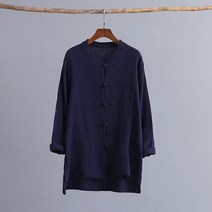 봄 여름 캐주얼 편한 반팔 차이나 코튼 린넨 셔츠 Johnature 6 색 스탠드 긴 소매 버튼 블라우스 중국 탑 솔리드 컬러