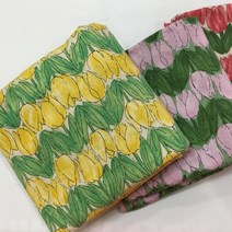 앤패브릭 린넨원단 대폭 라라튤립 3color 워싱린넨원단 패브릭, 옐로우