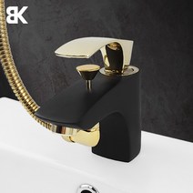 [고치고] 국내제작 BK-6012GB 블랙 골드 세면기 샤워 겸용 수전, 1개