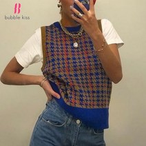 2022 새로운 여성 빈티지 민소매 조끼 패션 캐주얼 탱크 탑 봄 가을 풀오버 여성 스웨터 여성 니트 양복 조끼