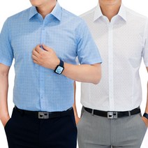 남성 여름 시원한 카치온 화이트 블루 반팔 와이셔츠_RFV20745_6