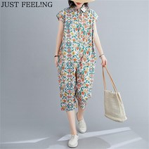JUST FEEL!NG 4050대 중년맘 꽃무늬 빅사이즈 여성 점프수트 여름 소프트 패션 여름옷 어머니 선물
