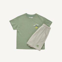 [국내매장판]뉴발란스 키즈 ESSENTIAL 싱글 다이마루 반팔 세트 카키 NK9YD2101U