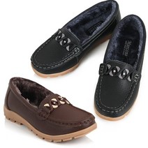 방한화 털신 모카신 털 로퍼 안감 신발 겨울 여성 천연가죽 50대 60대 엄마 여자 단화 발편한 방한 구두 퍼