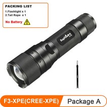 SUPERFIRE F3XPE CREEXPE LED 해루질 손전등 후레쉬 울트라 브라이트 전조등 토치 18650 배터리 서치 캠핑 자기 방어 랜턴, 01 F3-XPE-A