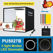 1인 스튜디오 박스 PULUZ Foldable 사진 스튜디오 상자 반지 LED 라이트 박스 슈팅 텐트 키트 6 색 배경 조, 03 25cm Black Version