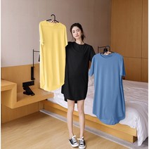 컬러 반팔 민무늬 아이스 원피스