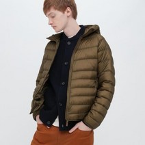 유니클로 울트라 라이트 다운 파카 올리브 하이넥 후드 패딩 남성용