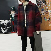 퀸앤조이 오버핏 고방체크 남방 자켓