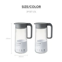 락앤락 식탁용 글라스 핸들 물병 2p, 투명, 1.3L