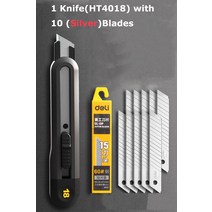 Deli-유틸리티 나이프 휴대용 포켓 박스 커터 개폐식 종이 18MM 9MM 금속 블레이드 사무실 학교 문구 용품, [06] HT4018 with 10Blade