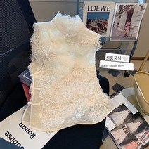 자수 원버튼 민소매 레이스 셔츠 여 여름 슬림핏 차이나 나시 블라우스