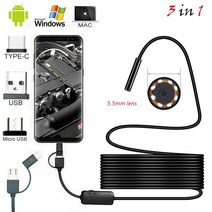 5M 10M 케이블 5.5mm 렌즈 안드로이드 USB 내시경 카메라 미니 검사 방수 C, 05 5m, 05 5m