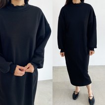 수니베 물결 터틀 기모 여성 루즈핏 빅사이즈 임산부 롱 원피스 데일리