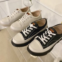 슈리오 여성 소가죽 통굽 스니커즈 4cm