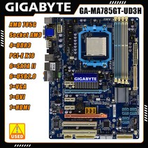 AM3 GA-MA785GT-UD3H 기가바이트 마더보드 AMD 785G 칩셋 소켓 Phenom II Athlon 프로세서 지원 DDR3 1800 1666MHz
