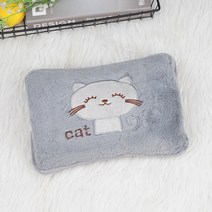 만화 귀여운 장난 꾸러기 고양이 충전 플러시 더블 플러그 온수 가방 스마트 충전 자동 중단 여러 색상, 방폭클립못된고양이라이트