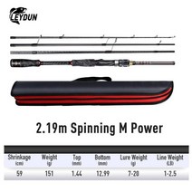 중국낚시대 낚싯대 LEYDUN A-THORN 스피닝 4 섹션 가이드 링 FUJI 릴 시트 멀티 주조 여행 피더로드, 2.19m Spinning M, CHINA