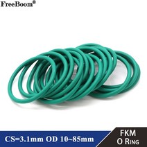 고무 실리콘 오링 O 링 패킹 바킹 개스킷 가스켓 FKM CS 절연 오일 고온 저항 불소 씰링 그린 3.1mm OD 10 70mm 개, OD 17mm, CS 3.1mm, 10pcs