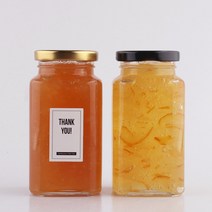 58파이 긴사각380 1개 잼병 유리병 (약 가로x세로6.9cm 높이13cm 용량370ml), 은색러그캡