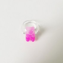 글루링 접착제링 라스트 레이디 새로운 패션 캔디 색상 여성 반지 투명 수지 귀여운 곰 창의력 보석 파티, 25 JH0540