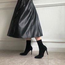 에핀 스웨이드 앵클 부츠 힐 9.5cm (블랙 카키 핑크 브라운 베이지)
