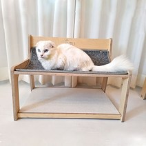 고양이 2층 벤치 대리석/카펫RGU125461, 브라운