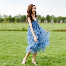 예니브여아동 케이크 나시 원피스 쉬폰 A라인 비치원피스 +사은품(색상랜덤）
