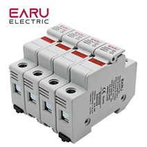 휴즈 퓨즈 DC PV 퓨즈 링크 태양광 발전 시스템 플로용 DIN 레일 홀더 표시등 포함 10 x 38mm, 08 EAPV-32L-4P_02 10A