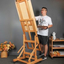 대형이젤 유화대 원목 액자 그림 미술 테이블, 로그 색상(저장 가능)