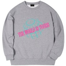 LOUPS BLANCS LB 월드 이즈 유어즈 오버핏 맨투맨 티셔츠 그레이