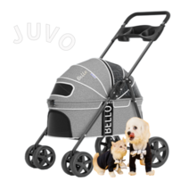 Juvo 고양이 애견 반려견 펫 중형견 대형견 강아지 유모차 개모차 강아지웨건, 그레이 M+반려동물 목줄(사은품)