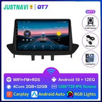 차량용 선풍기 전자렌지 JUSTNAVI안드로이드 100 GPS 자동차 라디오 멀티미디어 플레이어 DSP 카플레이 르노 메간 3 플루언스 삼성 SM3 2008 2014 8G 128G, QT7 2G 32G
