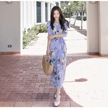 SAMARA 원피스 여성 롱 맥시 플라워 랩원피스