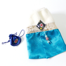 [더블제이] 강아지한복 남아한복 여아한복 고양이한복 겨울한복 퓨젼한복 설날 추석 세배, 파랑, 2XL, 옷단품